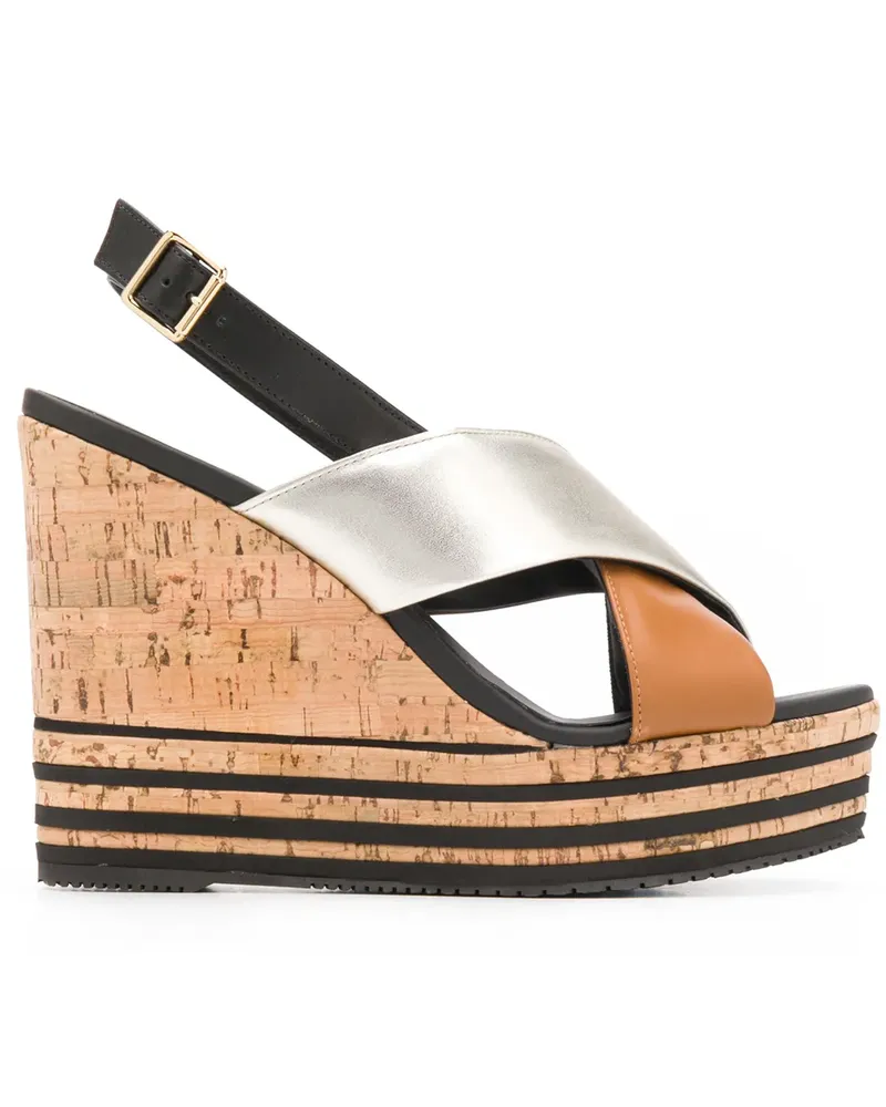 Hogan Wedge-Sandalen mit Streifen - Braun Braun