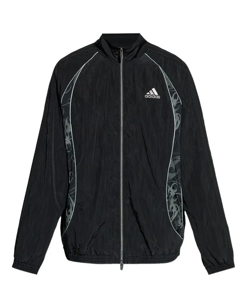 adidas Bestickte Sportjacke mit grafischem Einsatz - Schwarz Schwarz