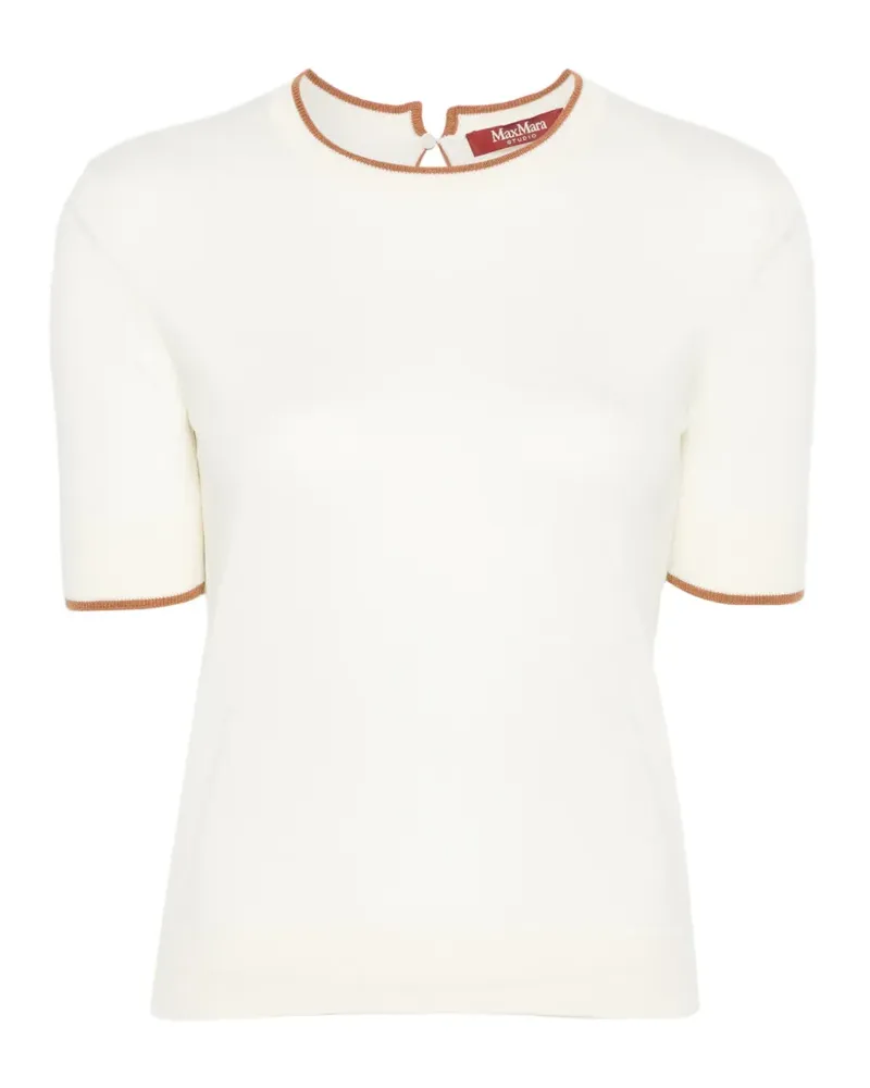 Max Mara Oberteil mit Kontrastdetails - Weiß Weiß
