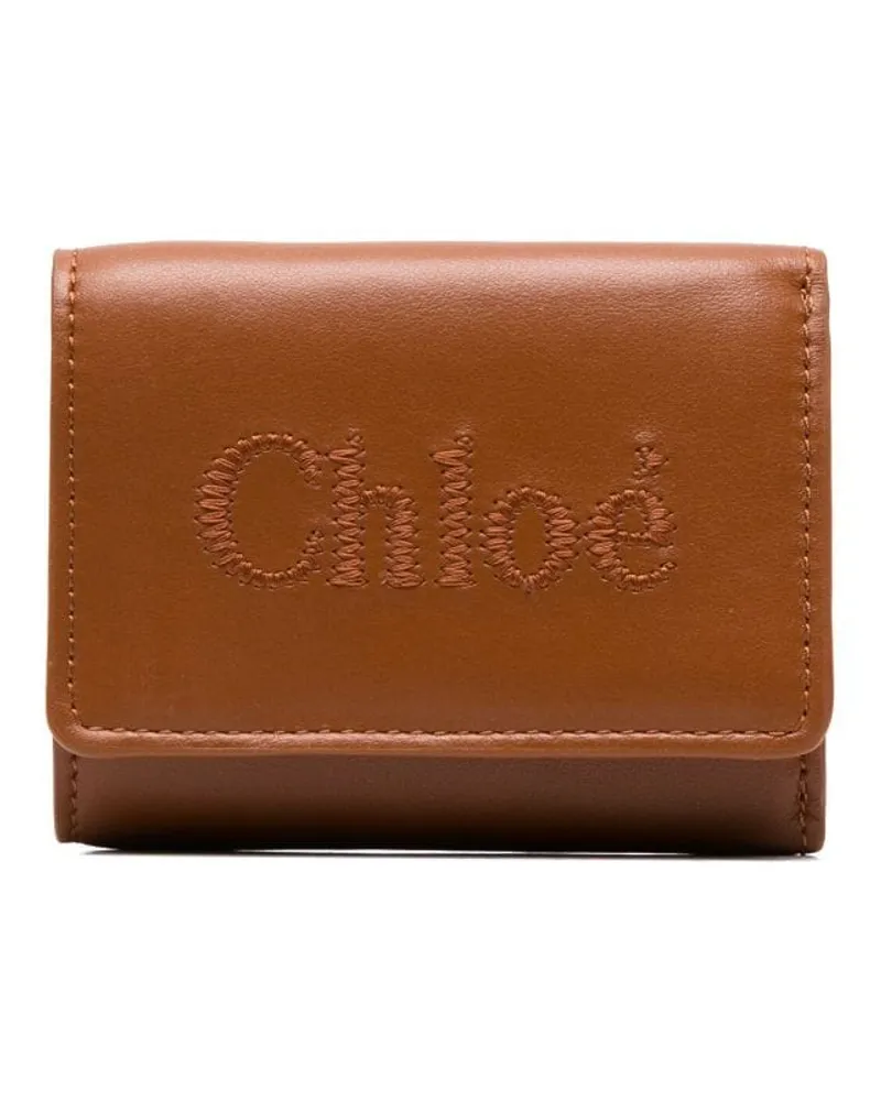 Chloé Portemonnaie mit Logo Braun