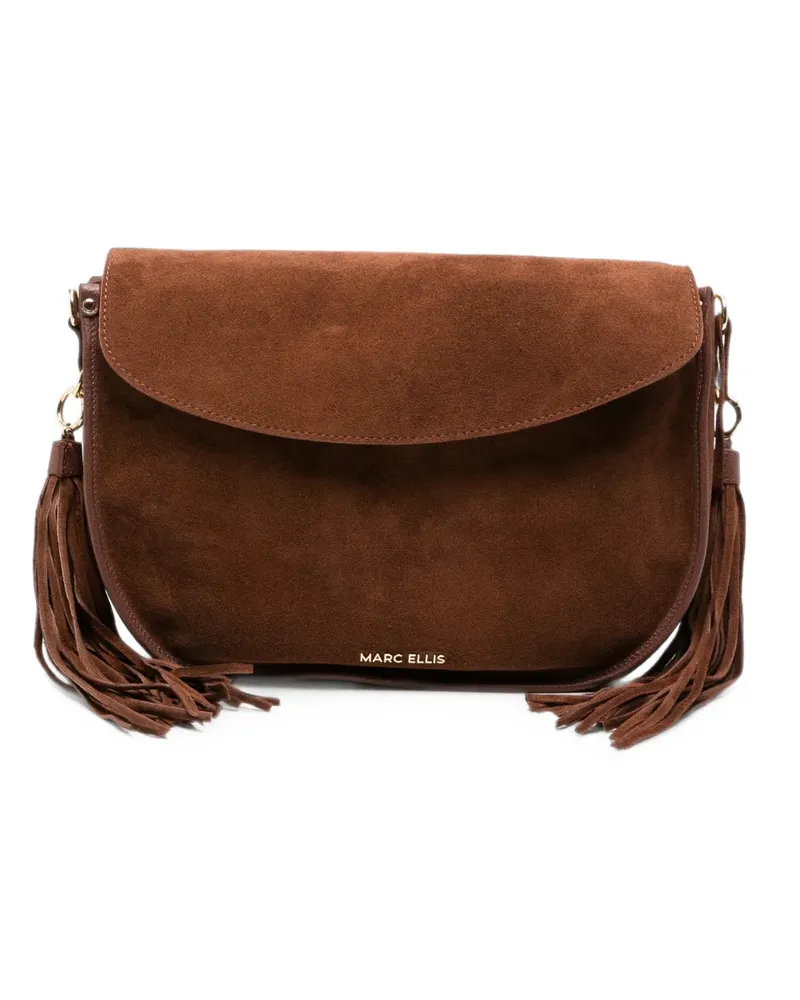 MARC ELLIS Lime L tassel-detail suede shoulder bag - Braun Braun