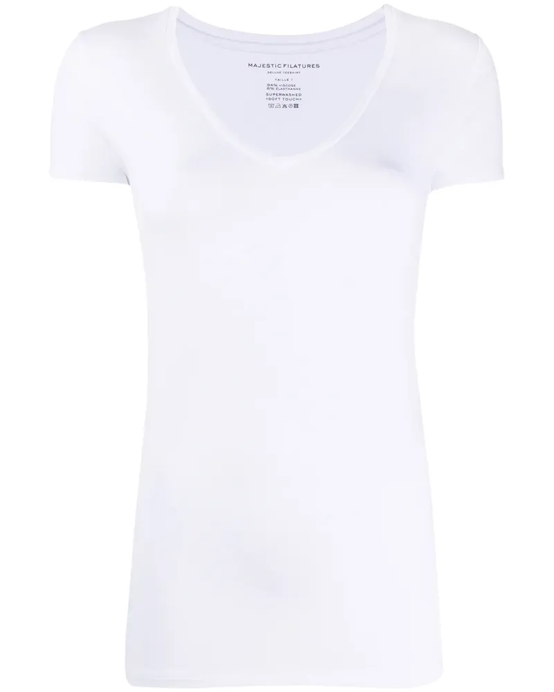 Majestic Top mit V-Ausschnitt - Weiß Weiß