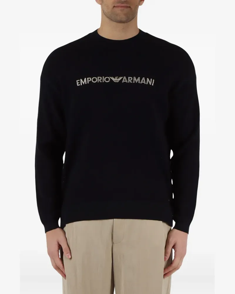Emporio Armani Pullover mit seitlichem Logo-Schlitz - Blau Blau