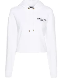 Balmain Cropped-Hoodie mit Logo Nude