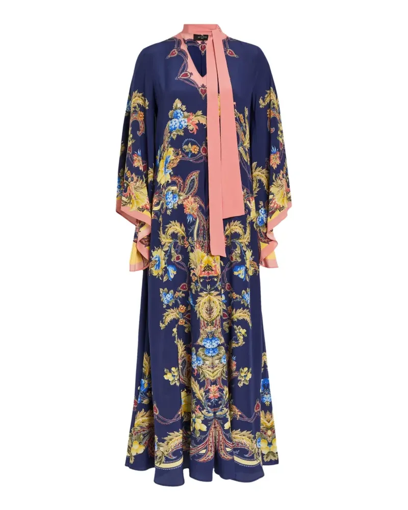 Etro paisley-print pussy-bow maxi dress - Blau Blau