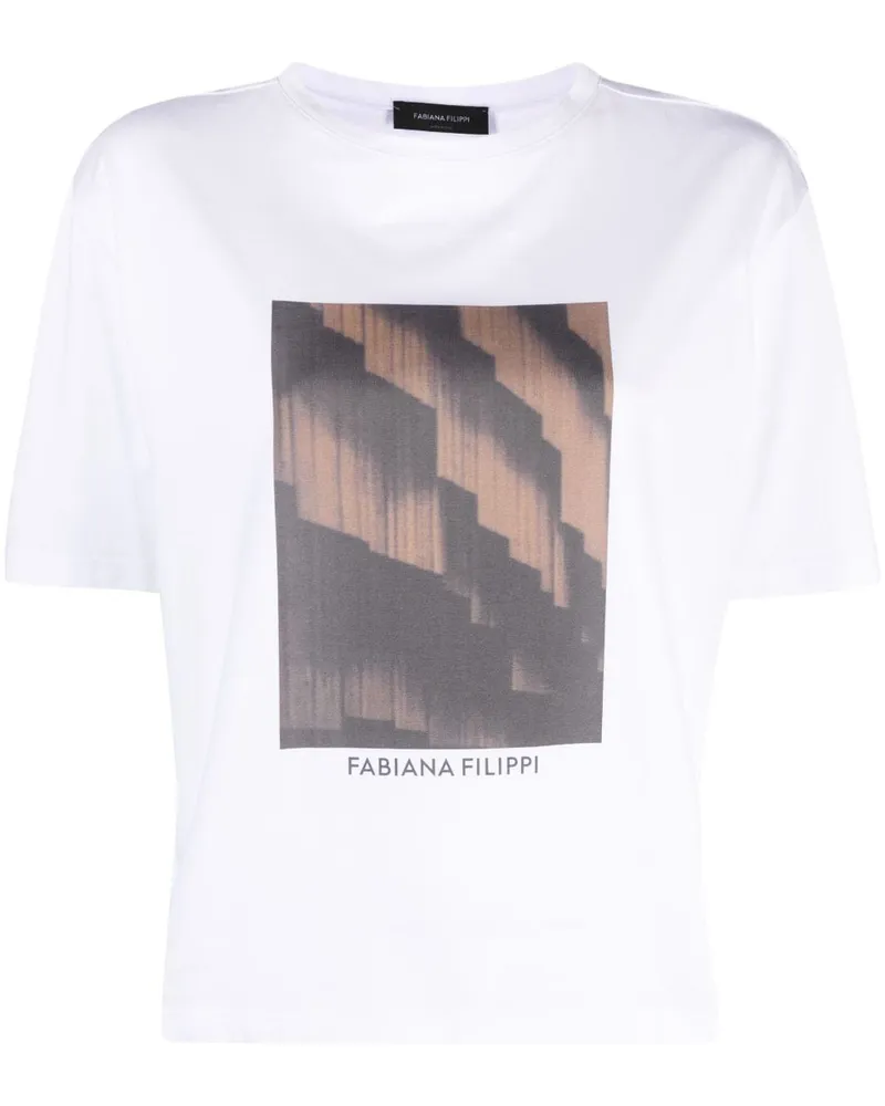 Fabiana Filippi T-Shirt mit grafischem Print - Weiß Weiß