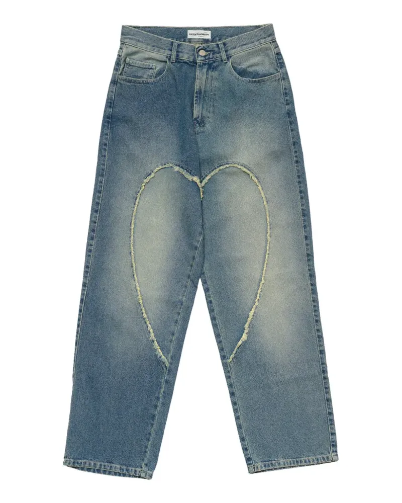 Carne Bollente Love 00's raw-edge heart-patch jeans - Blau Blau
