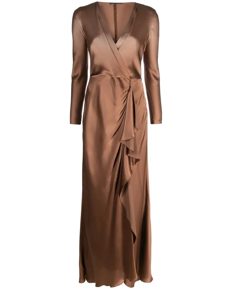 Alberta Ferretti Drapiertes Satinkleid - Braun Braun