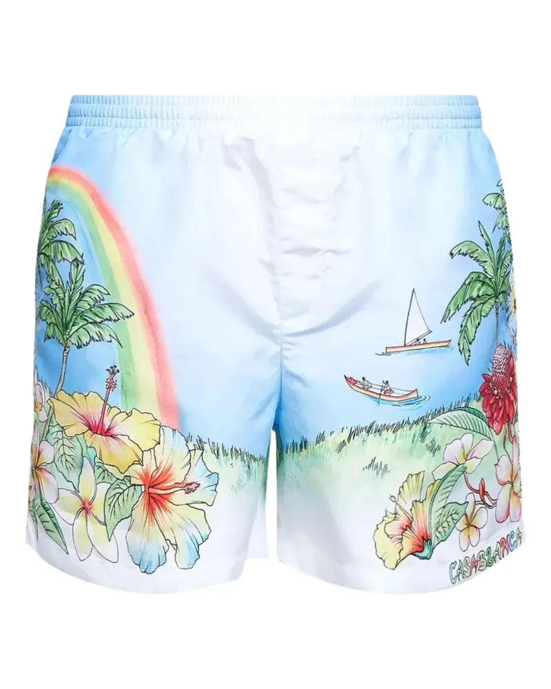 Casablanca Paris Badeshorts mit Print - Weiß Weiß