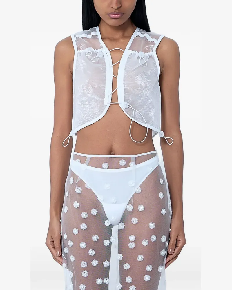 Cecilie Bahnsen Weste mit Blumendetail - Weiß Weiß