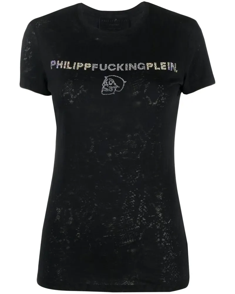 Philipp Plein T-Shirt mit Strass - Schwarz Schwarz