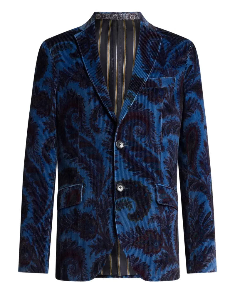 Etro Gerippter Blazer mit Paisleymuster - Blau Blau