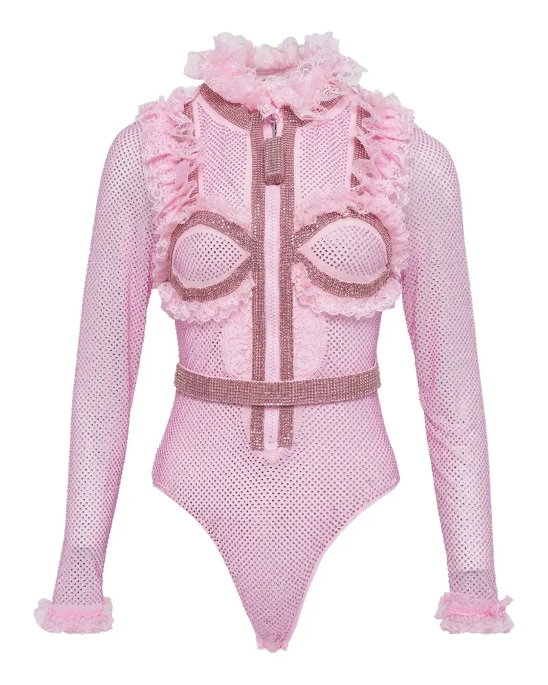 Self-Portrait ruffled bodysuit - Rosa Rosa