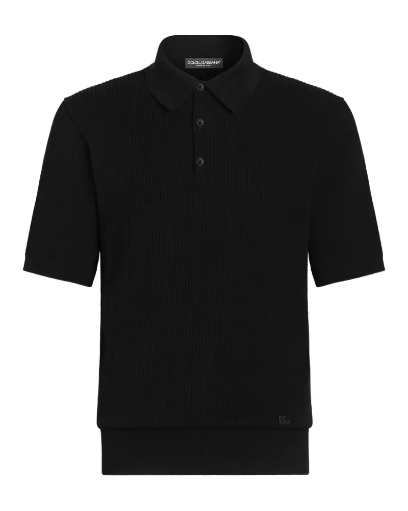 Dolce & Gabbana Poloshirt mit Mikro-Rippung - Schwarz Schwarz