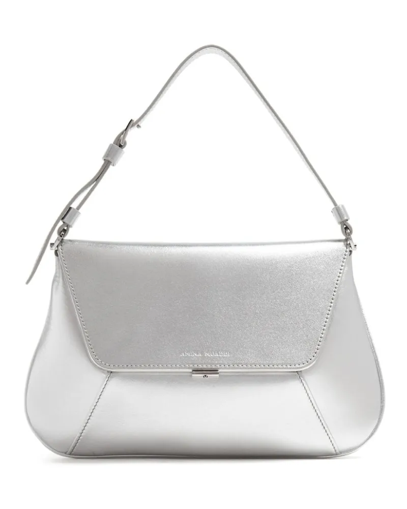 Amina Muaddi Ami Tasche im Metallic-Look - Silber Silber