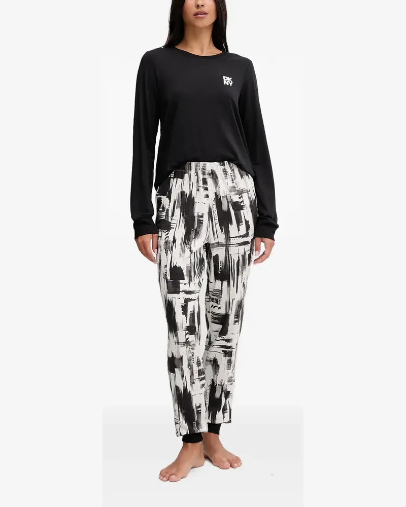 DKNY Pyjama mit Logo-Print - Schwarz Schwarz