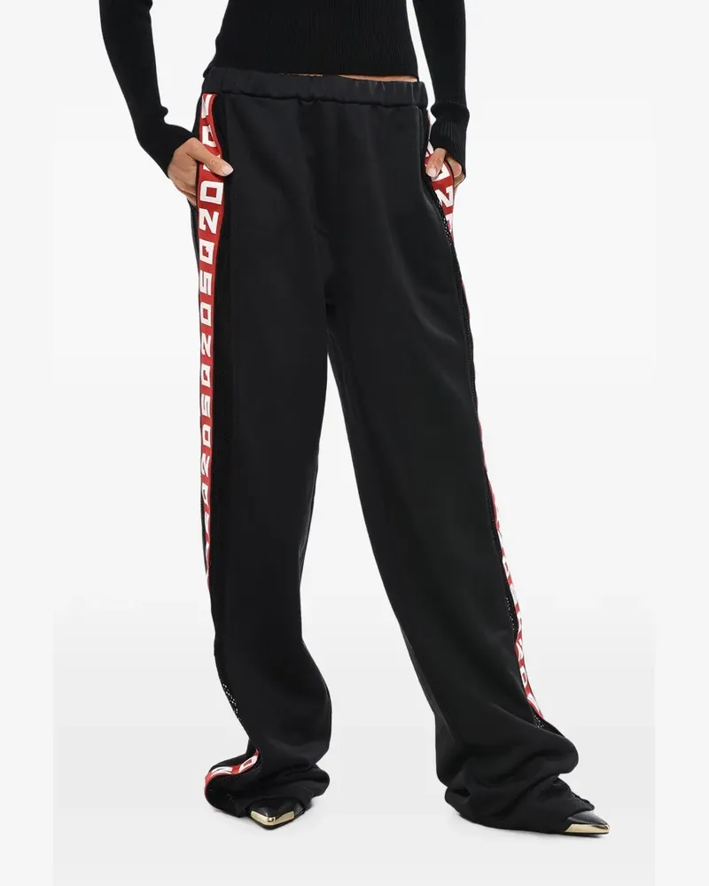 Dsquared2 logo-band mesh-insert track trousers - Schwarz Schwarz