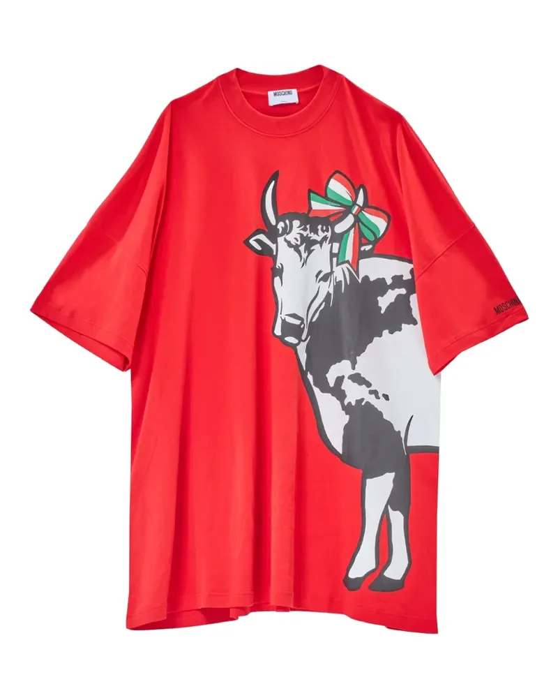 Moschino T-Shirt-Minikleid mit Kuh-Print - Rot Rot