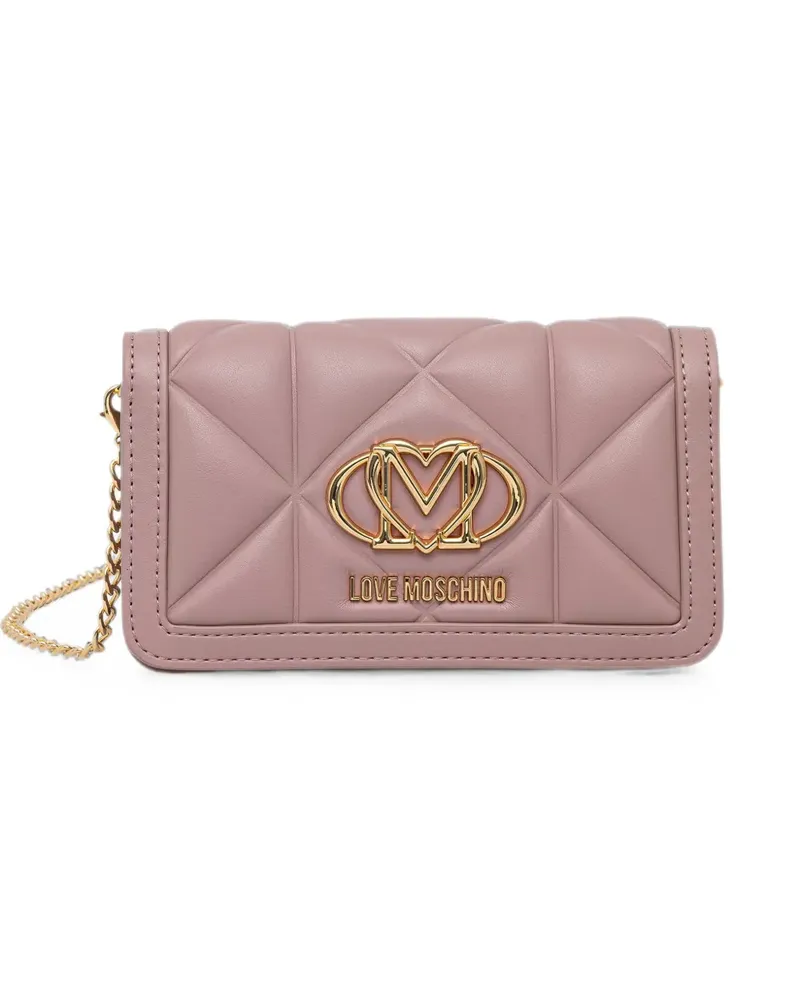 Moschino Gesteppte Umhängetasche mit Logo-Schild - Rosa Rosa