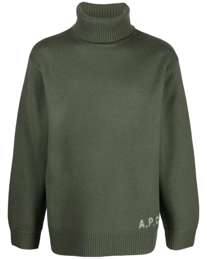 A.P.C. Edward Pullover mit Intarsien-Logo Grün