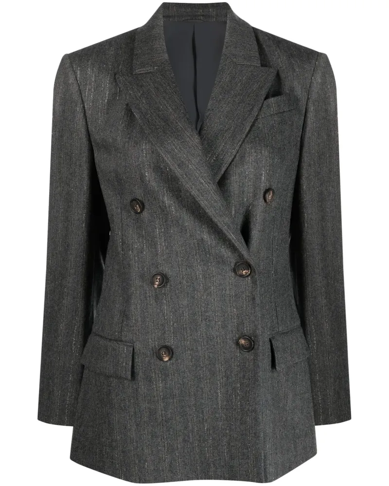 Brunello Cucinelli Doppelreihiger Blazer mit Streifen - Grau Grau