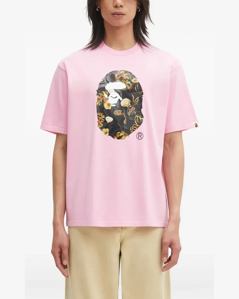 BAPE Vacation Pattern Ape Head T-Shirt mit Print - Rosa Rosa