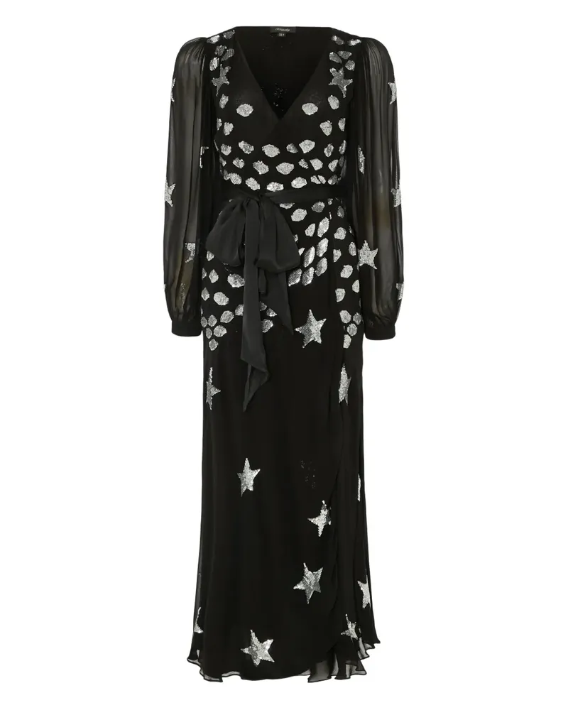 Temperley London Etoile Wickelkleid mit Paillettenstern - Schwarz Schwarz