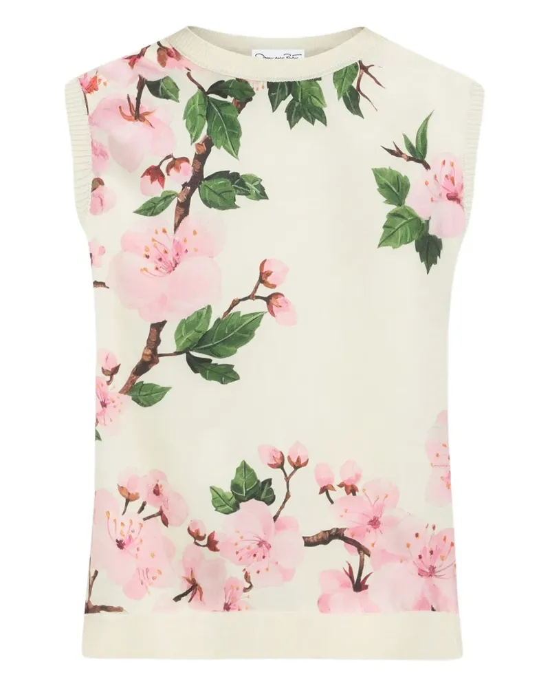 Oscar de la Renta Seiden-Tanktop mit Print - Weiß Weiß