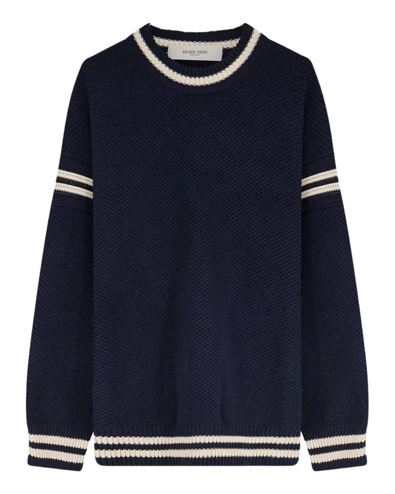 Golden Goose striped logo-patch sweater - Blau Blau