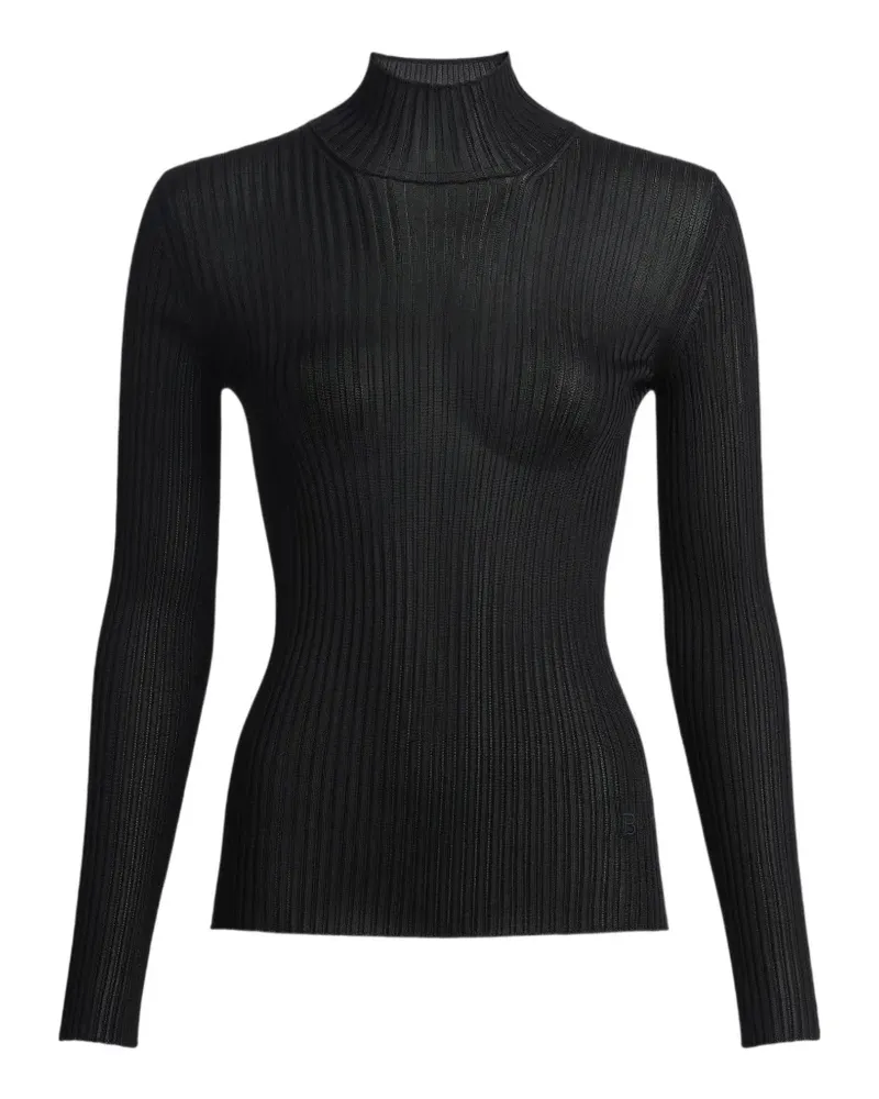 Balmain Fein gerippter Pullover - Schwarz Schwarz