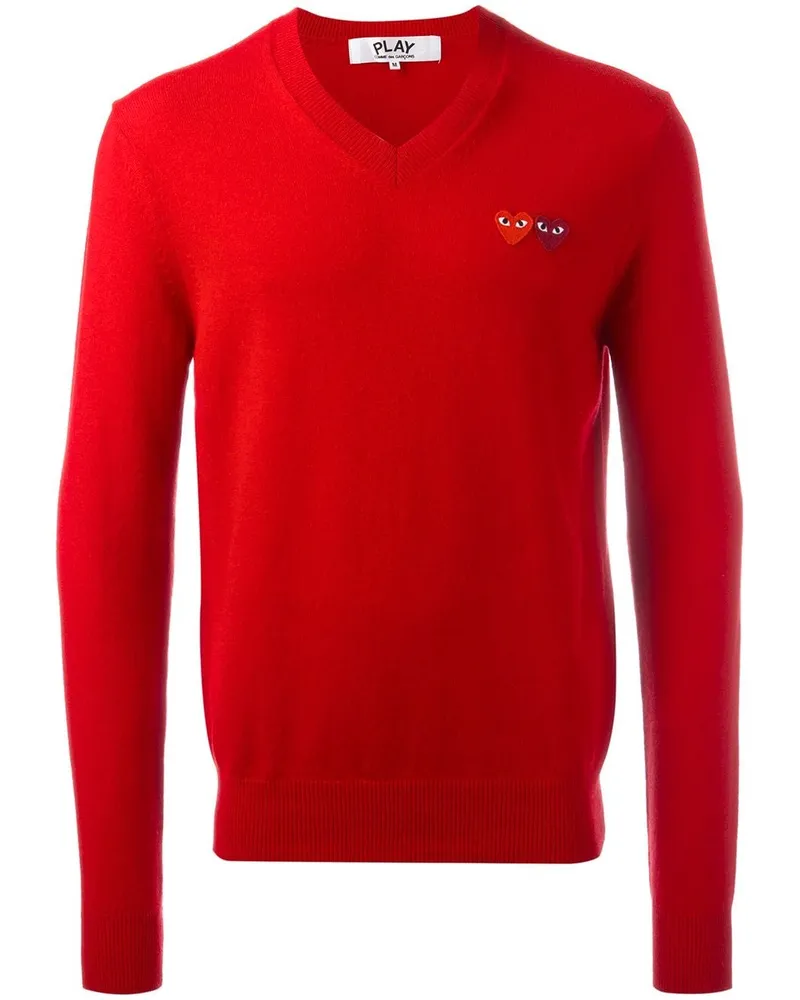 Comme des Garçons Pullover mit V-Ausschnitt Rot