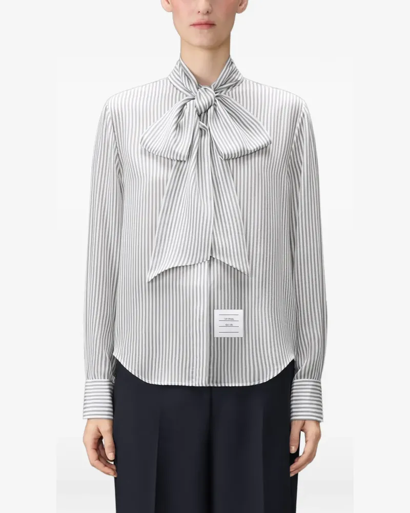 Thom Browne Gestreiftes Hemd mit abnehmbarem Kragen - Grau Grau