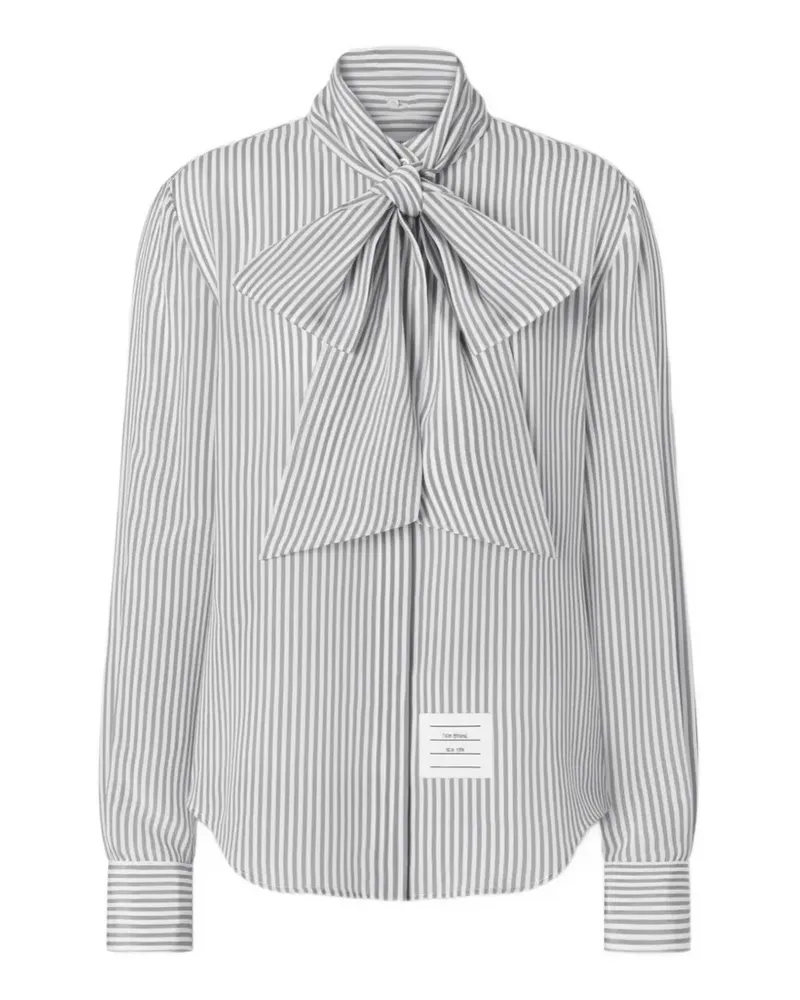 Thom Browne Gestreiftes Seidenhemd - Grau Grau