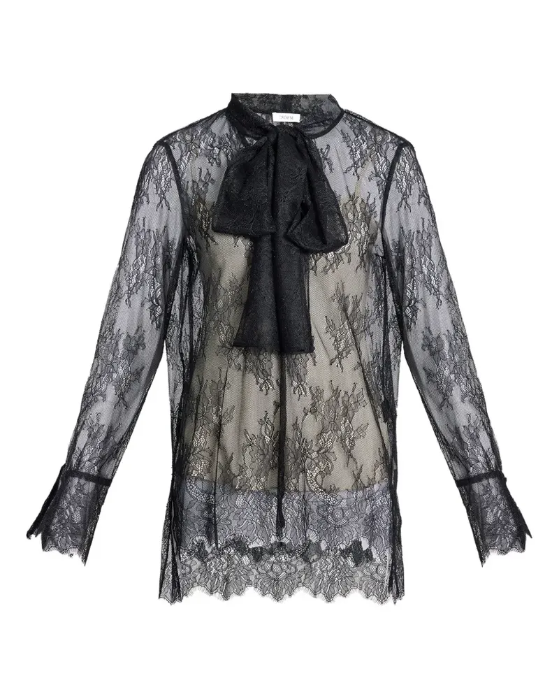 Erdem Hemd mit Schleife und Blumenspitze - Schwarz Schwarz