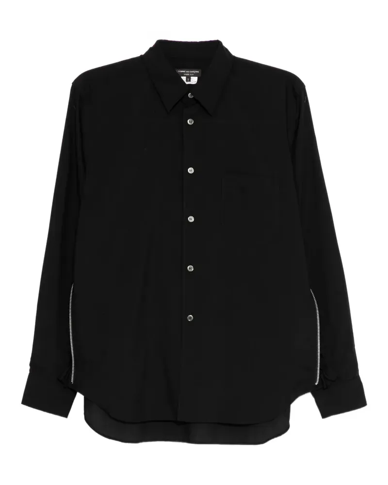 Comme des Garçons side-zip patch-pocket shirt - Schwarz Schwarz