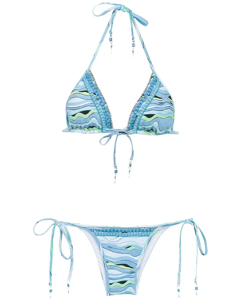 Amir Slama Bestickter Bikini - Blau Blau
