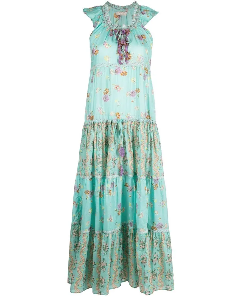 Anjuna Gestuftes Kleid mit Blumen-Print Blau