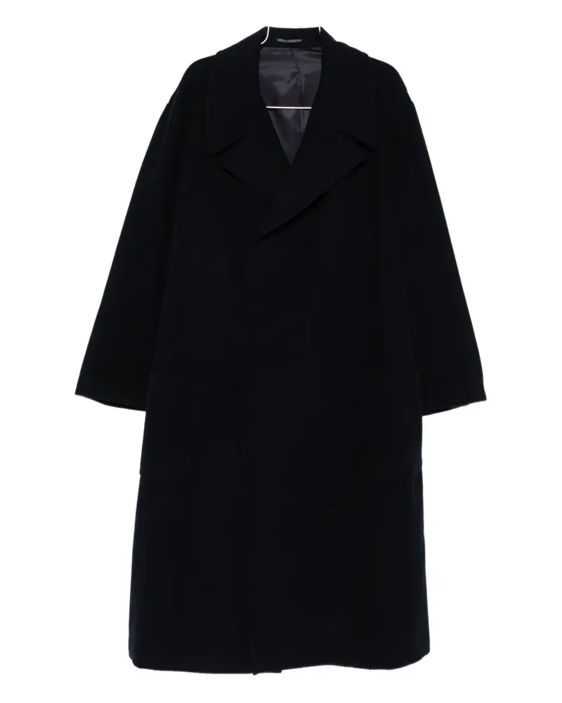 Yohji Yamamoto Doppelreihiger Mantel mit Taschen - Blau Blau