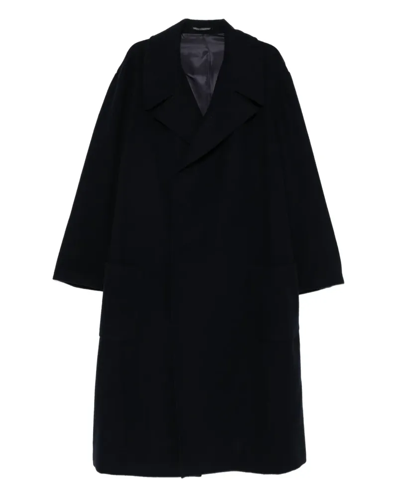 Yohji Yamamoto Doppelreihiger Mantel mit Taschen - Blau Blau
