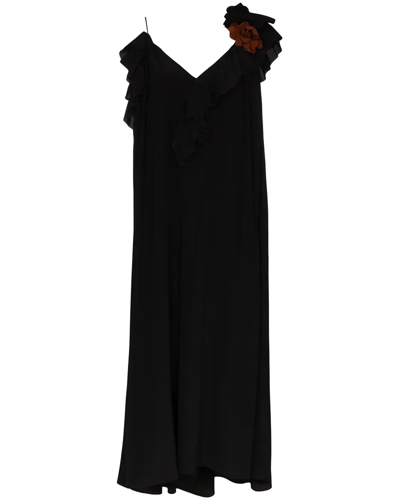 Victoria Beckham Midikleid mit Rüschen - Schwarz Schwarz