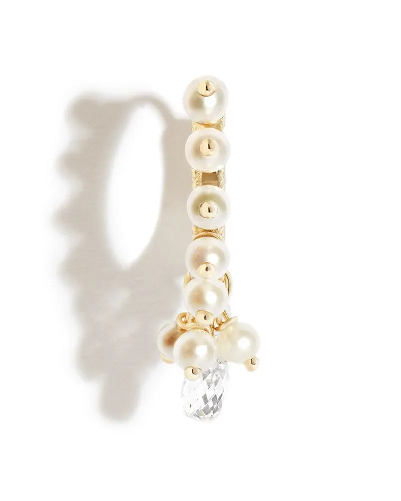 Maria Tash 18kt Gelbgold-Hängeohrring mit Diamanten und Perle Gold