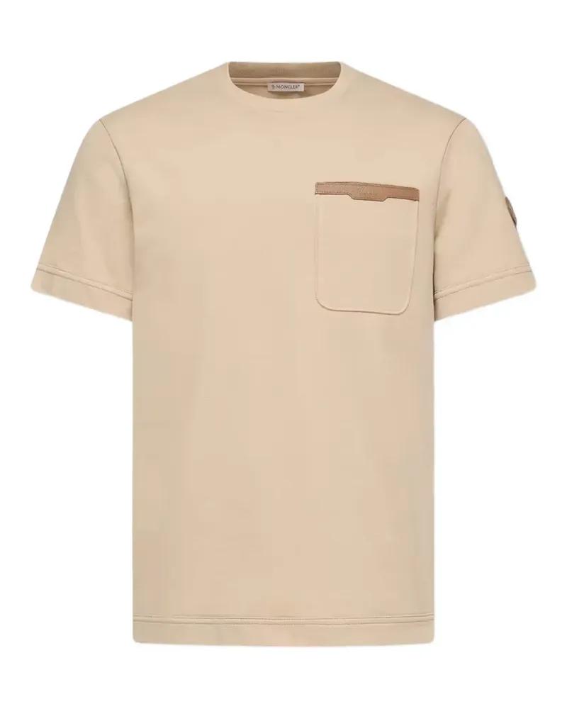 Moncler T-Shirt mit Lederbesatz - Nude Nude
