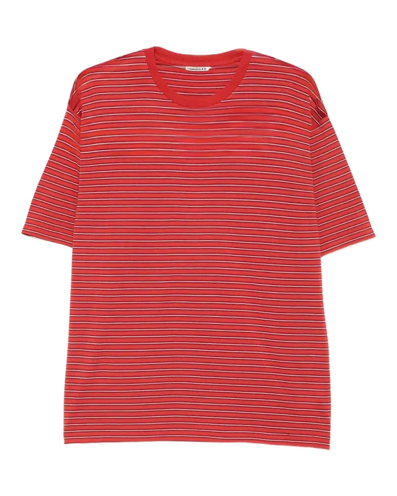 AURALEE Gestreiftes T-Shirt - Rot Rot