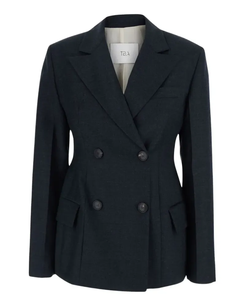 TELA Doppelreihige Giacca Florence Wolljacke - Blau Blau