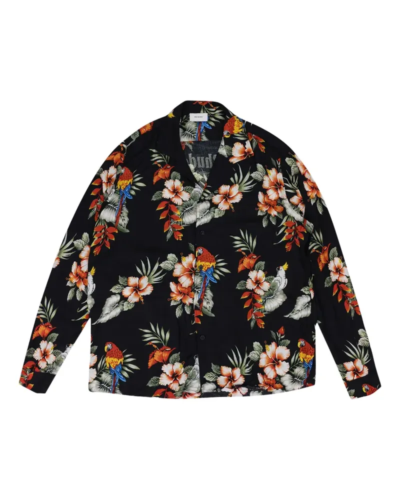 RHUDE Hemd mit Blumenprint - Schwarz Schwarz