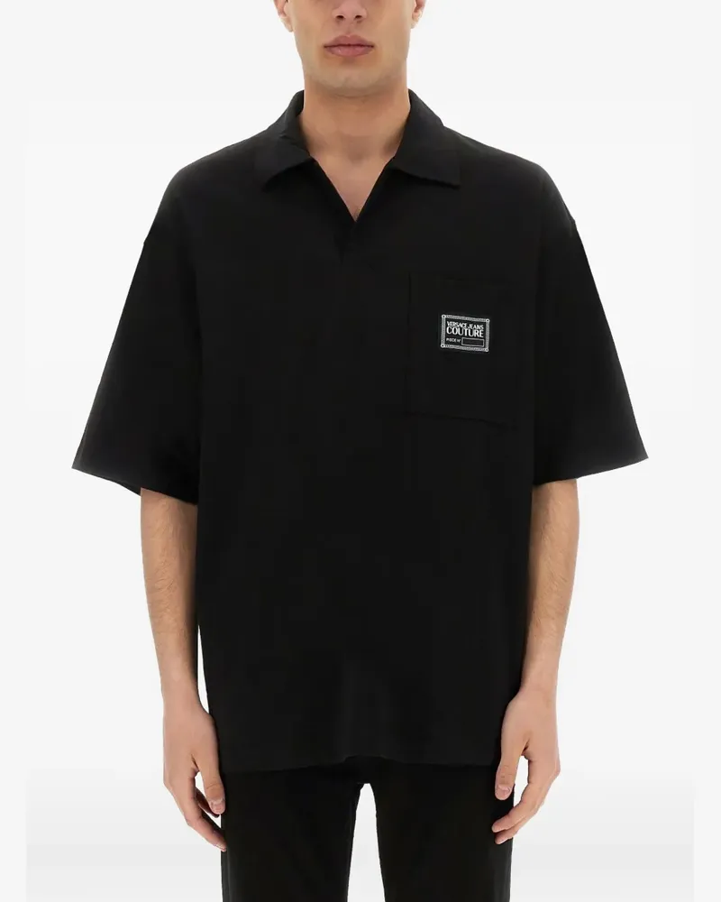 Versace Jeans Hemd mit Logo-Patch - Schwarz Schwarz