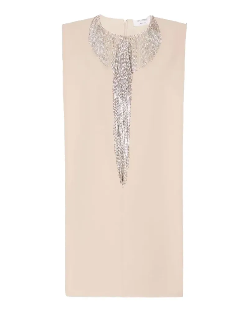 SPORTMAX Festoso rhinestone-fringe mini dress - Nude Nude
