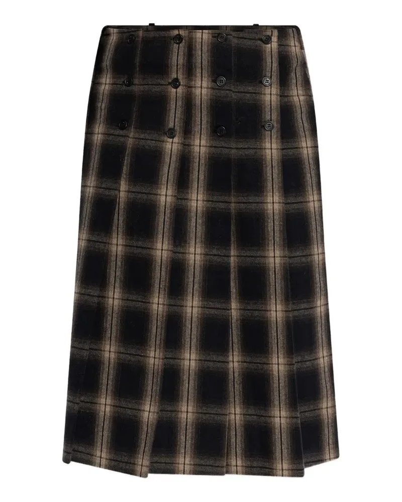 ATTICO button plaid skirt - Schwarz Schwarz