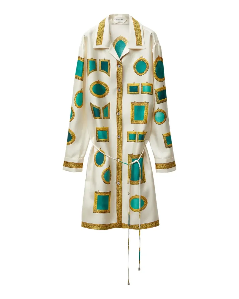 Versace Gerahmtes Hemdkleid mit Print - Nude Nude