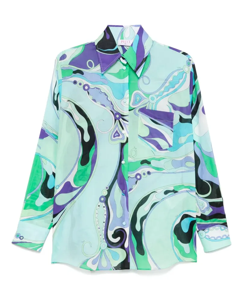 Emilio Pucci Hemd mit Orchidee-Print - Blau Blau
